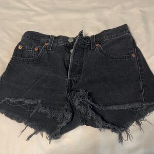 Levi's Black Frayed Jean Shorts
